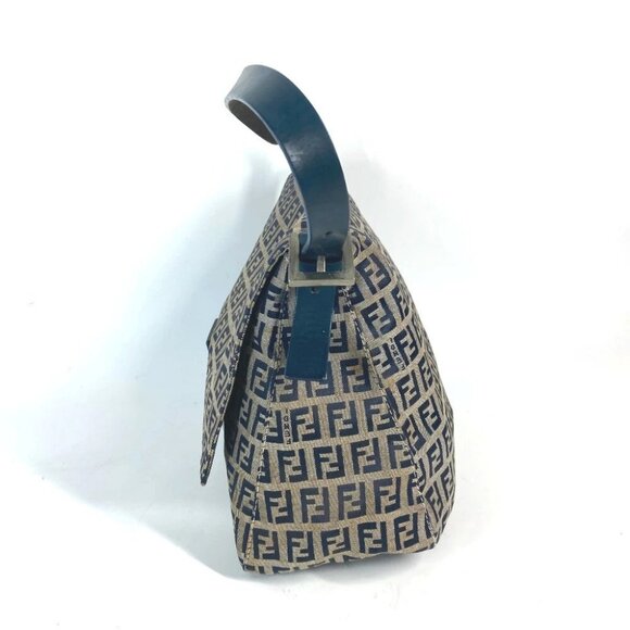 FENDI shoulder bag Mamma Baguette Zucchino Shoulder Bag Canvas/Leather Navy - Picture 4 of 16